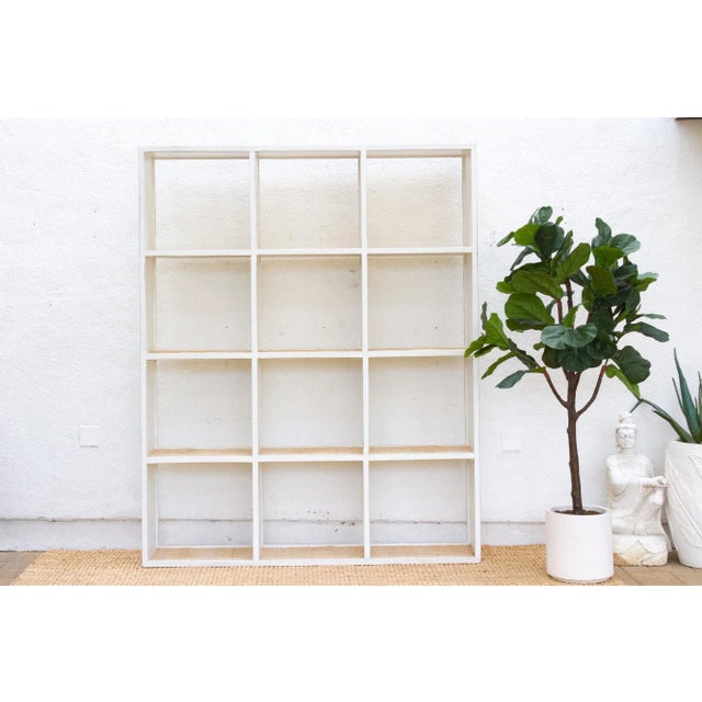 Shabby Chic Large Vintage Acacia Wood Painted Bookcase For Sale - Image 3 of 9