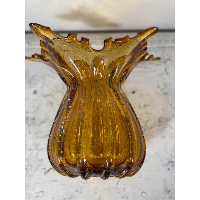 Late 20th Century Mouth Blown Amber Vase For Sale - Image 4 of 12