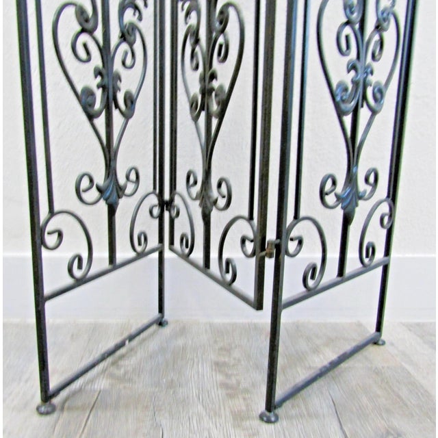 Vintage Regency Black Wrought Iron 3 Panel Room Divider For Sale - Image 14 of 15