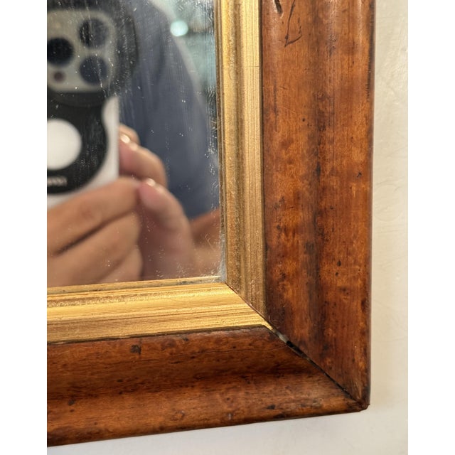 English Rectangular Mirror With Maple and Giltwood Frame (H 18 5/8 X W 15 1/2) For Sale In Austin - Image 6 of 9