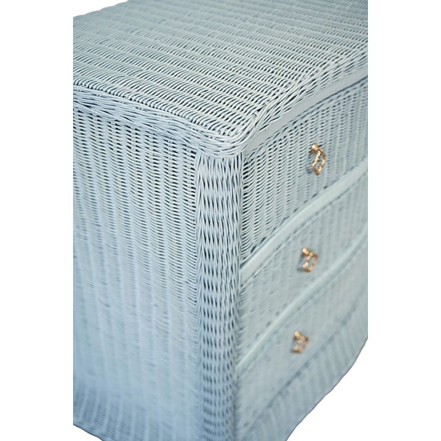 Worlds Away Matthew Izzo Home Celine Light Blue Rattan Four Drawer Chest For Sale - Image 4 of 7