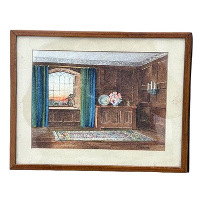 M Bateman, Grand Hall, Watercolor For Sale