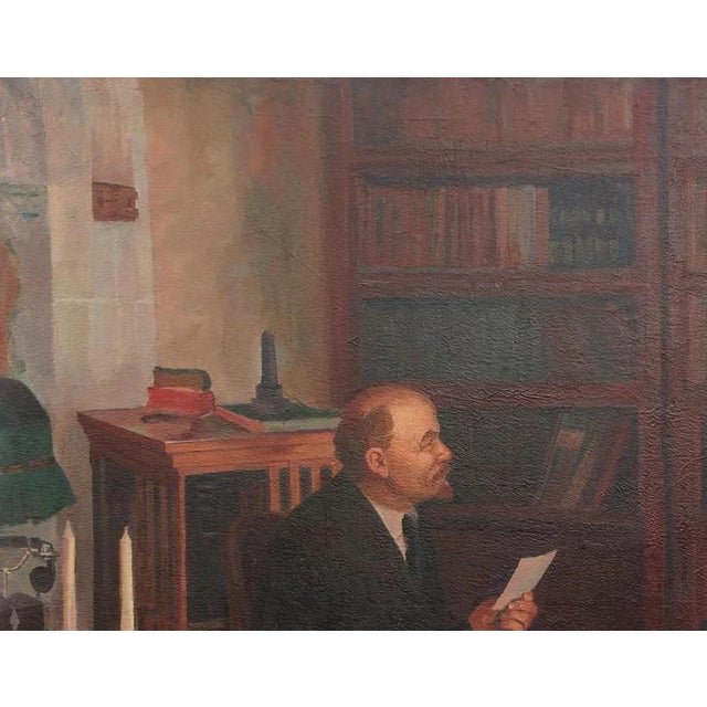 Lenin and Stalin Oil Painting, Original Soviet Art, 1946 134-172 For Sale - Image 6 of 6