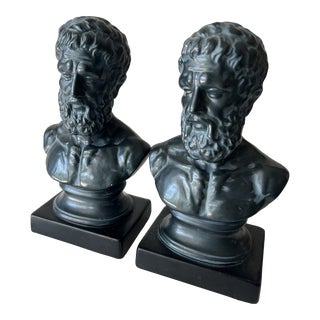 Pair of Mid Century Aristotle Greek Philosopher Resin Bookends For Sale