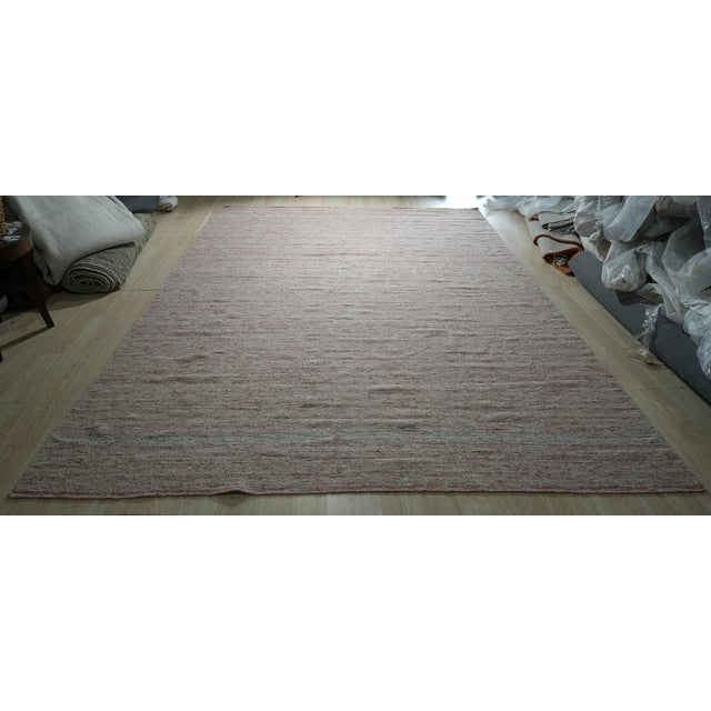 4x6 Rhea Selene Kilim Coral Solid Open Field Modern Flatweave Wool Carpet Rug For Sale - Image 11 of 11