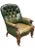 Wood Victorian Chesterfield Chair in Green Leather For Sale - Image 7 of 9