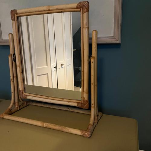 Vintage Bamboo Framed Mirror on Stand from Angraves For Sale - Image 3 of 6