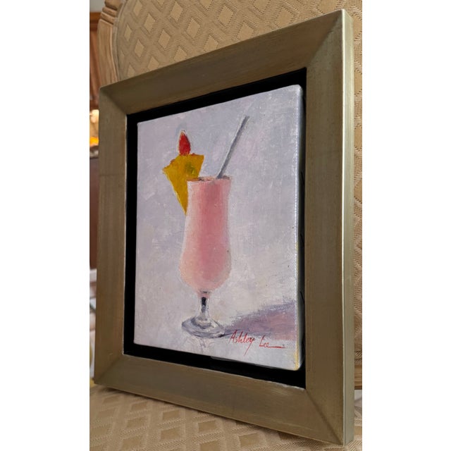 2010s Pink Cocktail, Still Life by Ashley Lee Original Oil Painting For Sale - Image 5 of 5