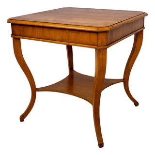 Alfonso Marina Yew Wood Square Neoclassical Lamp Table For Sale