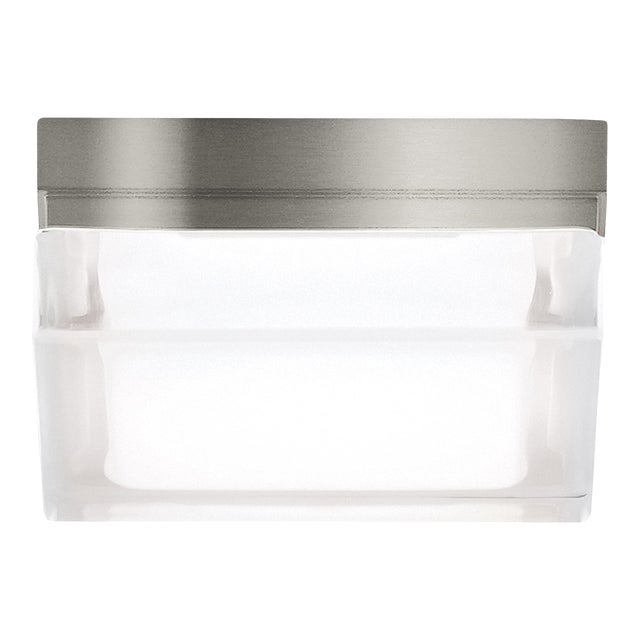 Visual Comfort Modern Boxie Small Flush Mount LED Satin Nickel For Sale