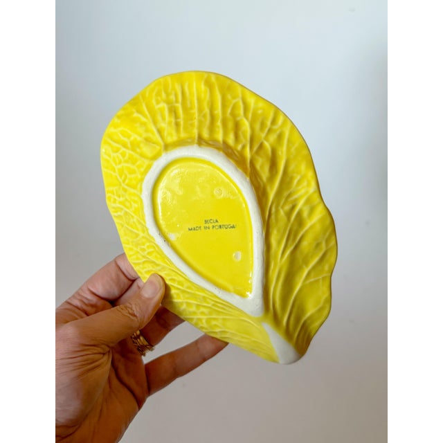1970s Secla Yellow Cabbage Leaf Serving Dish, Portugal For Sale In Dallas - Image 6 of 6