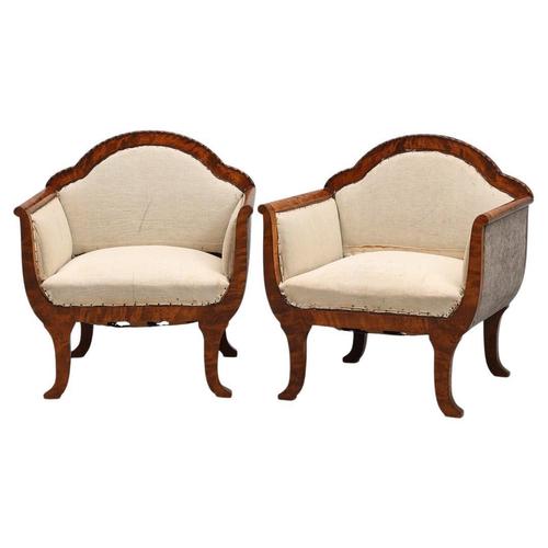Set of Biedermeier Swedish Round Armchairs For Sale - Image 5 of 5