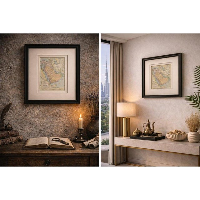 Gold Antique Miniature Map of Arabia from Johnston, 1909 For Sale - Image 8 of 9