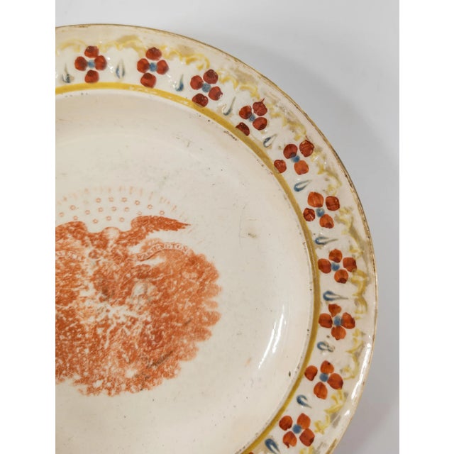 19th Century Americana Transferware Lafayette and Washington Plate For Sale - Image 4 of 9