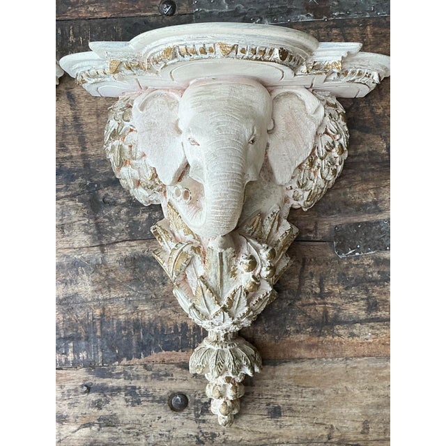 Vintage Elephant Motif Wall Brackets - A Pair For Sale - Image 12 of 15