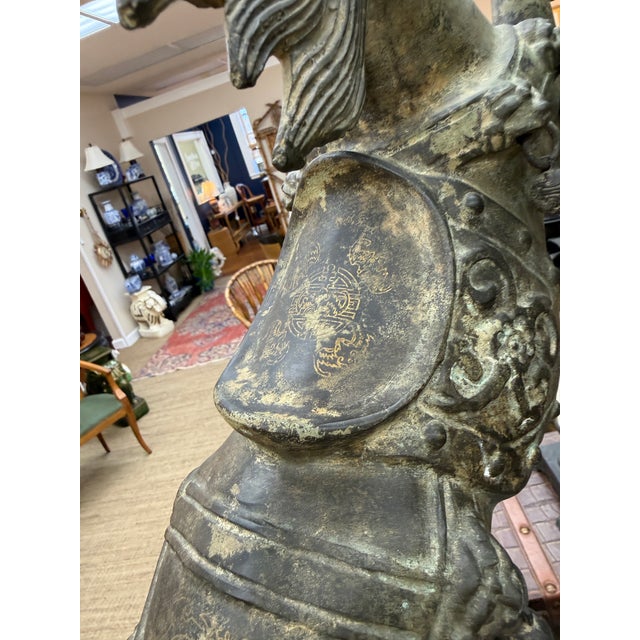 Late 19th Century Rare Bronze Asian Sculpture of Majestic Horse on Hind Legs For Sale In Orlando - Image 6 of 11