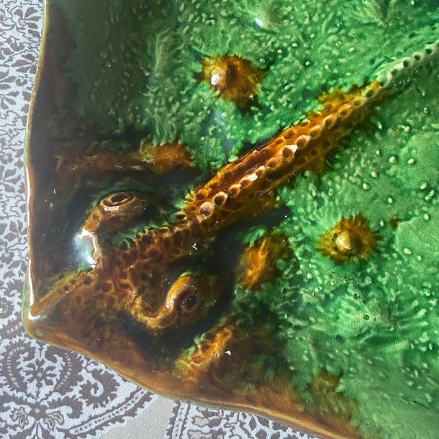 Vintage French Majolica Manta Ray Dish Platter, 1960 For Sale - Image 4 of 10