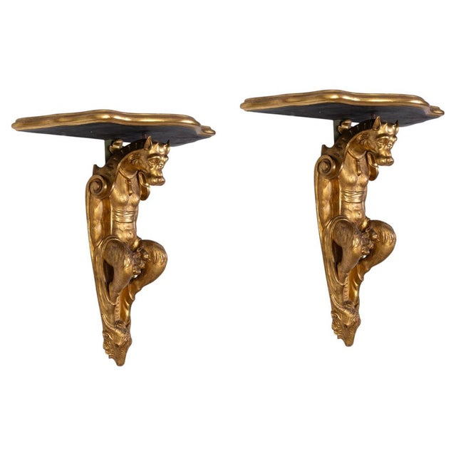18th Century Gilt Console Tables with Painted Marble Top, Tuscan, Italy, 1730, Set of 2 For Sale - Image 13 of 13