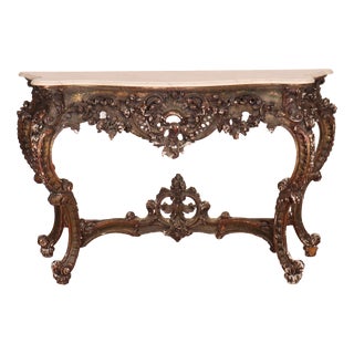 French Serpentine Front Console Table For Sale