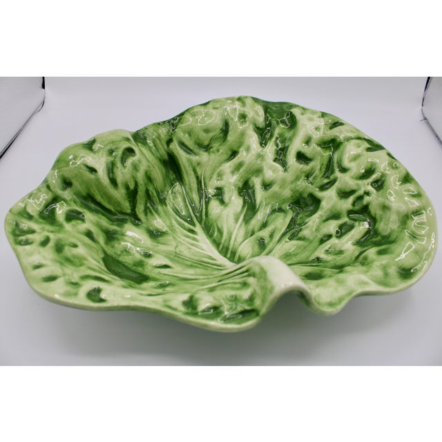 Large Ceramic Green Cabbage Leaf Serving Bowl Chairish