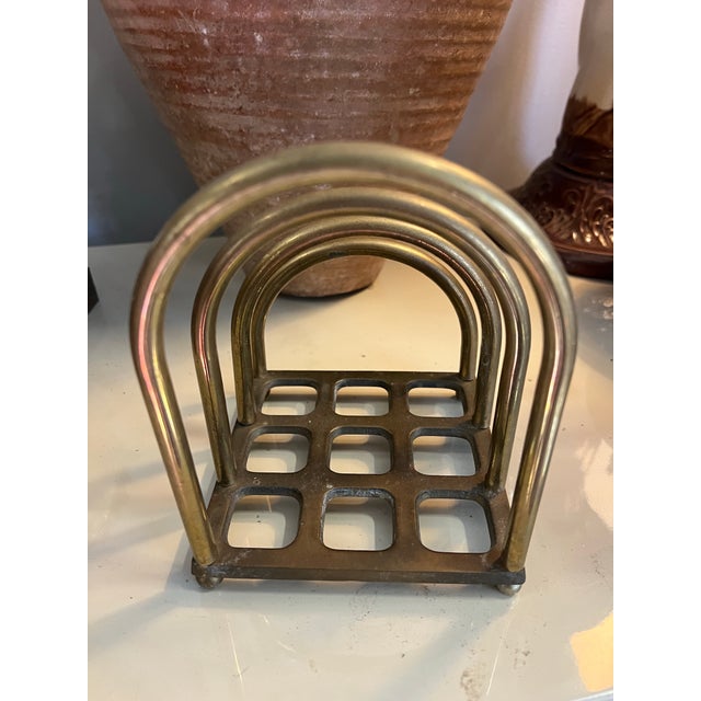 Metal Vintage Brass Desk Organizer For Sale - Image 7 of 7