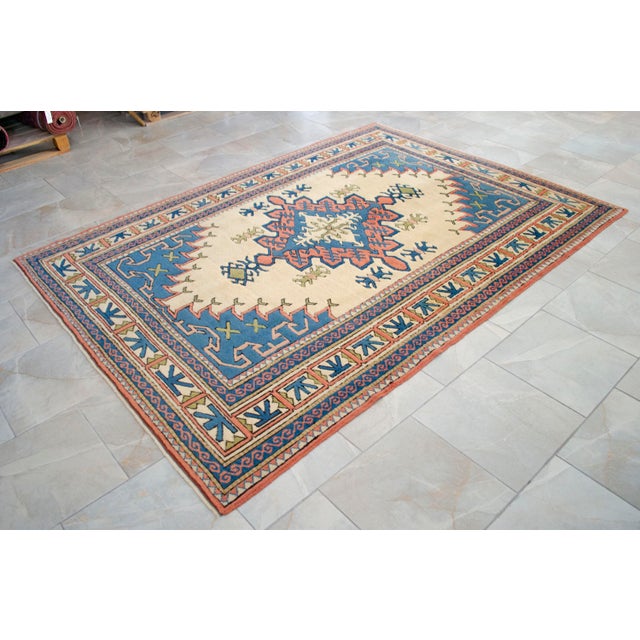 Beige 1980s Vintage Turkish Rug Hand Knotted Wool Area Rug - 6' X 8'4" For Sale - Image 8 of 14