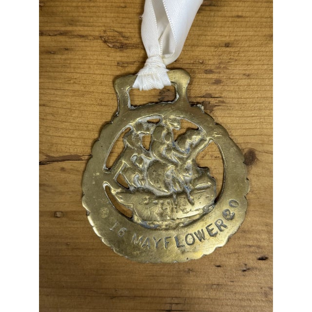 English Vintage English Horse Brass Ornament For Sale - Image 3 of 3