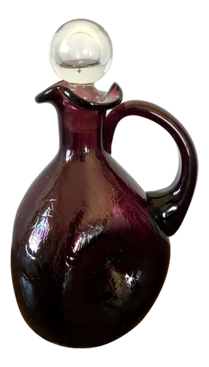 Vintage Blenko Purple Handle Decanter
