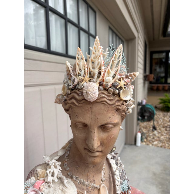Seashell Encrusted Heavy Bust Ocean Goddess For Sale - Image 4 of 12