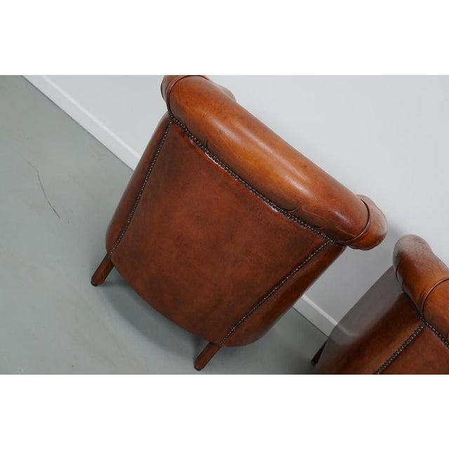Vintage Dutch Cognac Leather Club Chairs, Set of 2 For Sale - Image 16 of 18
