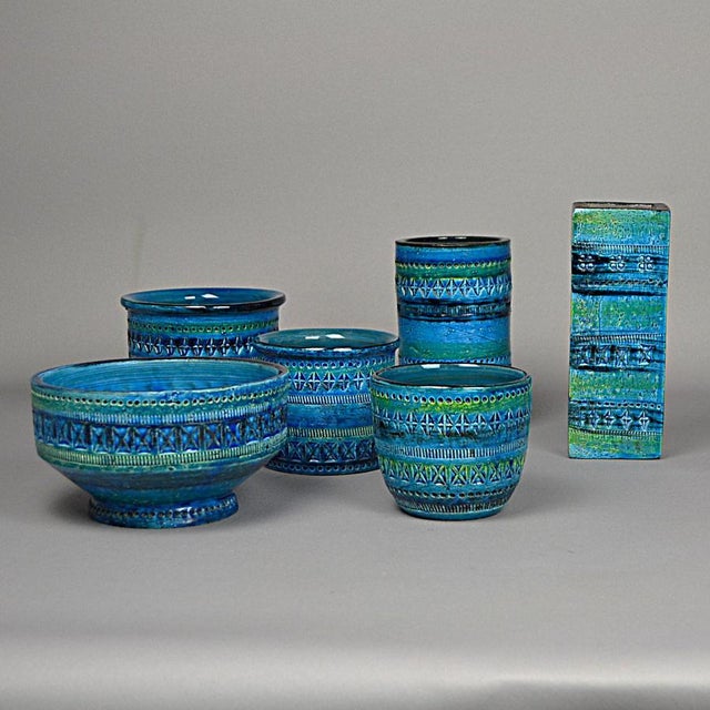 Rimini Blu Glazed Ceramic Footed Centerpiece Bowl by Aldo Londi by Bitossi, 1950s For Sale - Image 12 of 13