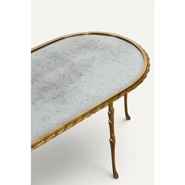 Coffee Table in Gilt Bronze and Aged Mirror from Baguès, 1950s For Sale - Image 6 of 18