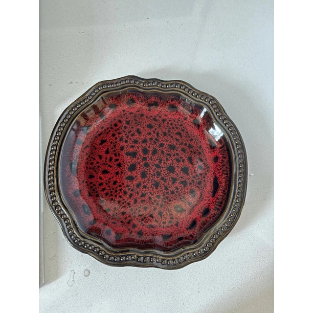 2020s Retro Art Style Kiln-Transformed Ceramic Plate For Sale - Image 5 of 5