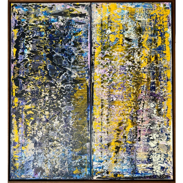Textile Astor Milan Salcedo, Large Latin American Diptych Abstract Modernist Oil Painting Astor Milan Salcedo For Sale - Image 7 of 18