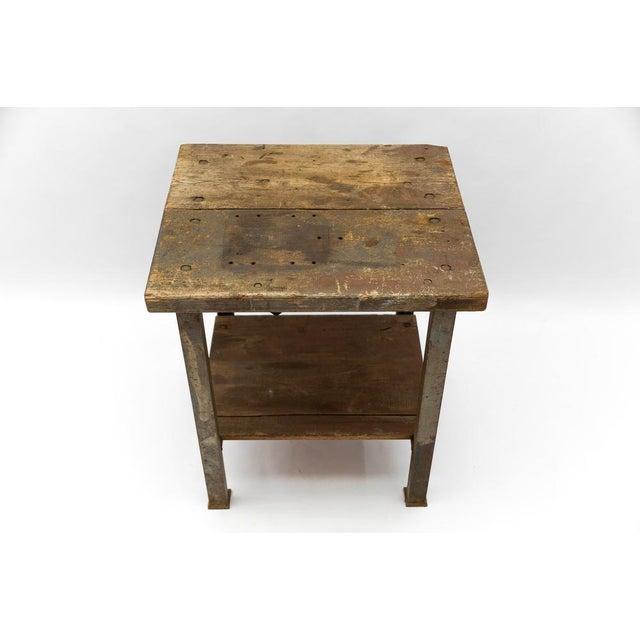 Wood Art Deco Industrial Steel and Wood Work Table, 1940s For Sale - Image 7 of 15