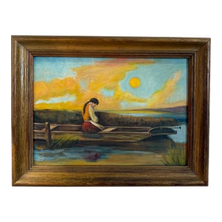 Painting on Canvas 1967, “Alone and Forsaken," a Well-Known Moody Scene Often Attributed to Heinrich Vosberg For Sale