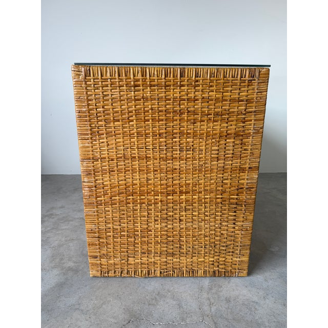 1970's Vintage Boho Coastal Wrapped Rattan Writing Desk For Sale - Image 16 of 18