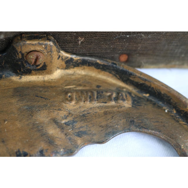 Early 20th Century Antique Art Deco Cast Iron Upholstered Fireside/Radio Listening Bench For Sale - Image 11 of 12