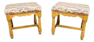 Ethan Allen Contemporary Oak Stools/Pair