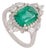Regal 18k White Gold 3.31ct Zambian Emerald & 1.04ct Diamond Halo Cocktail Ring Size 6 For Sale