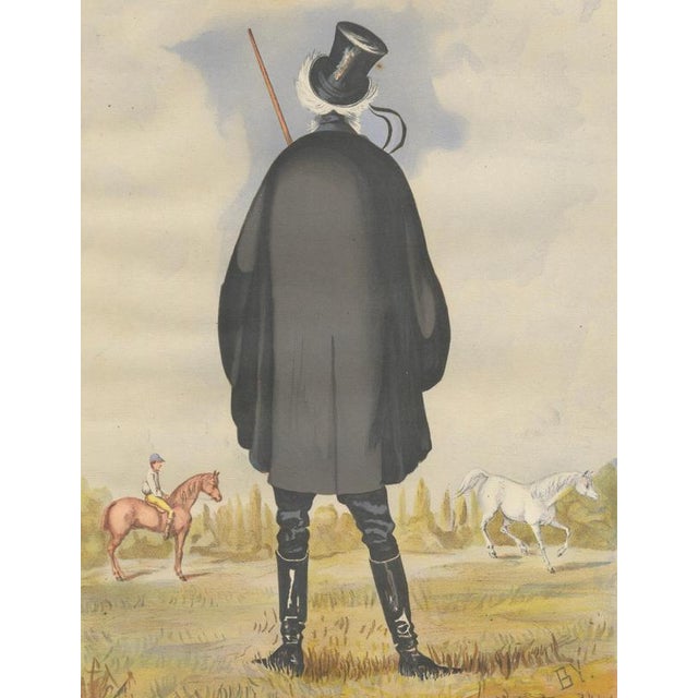 After Bisetzky, French Belle Époque Racing Caricature of Mr. Charles Lafitte, Chromolithograph, 1884 For Sale - Image 3 of 10