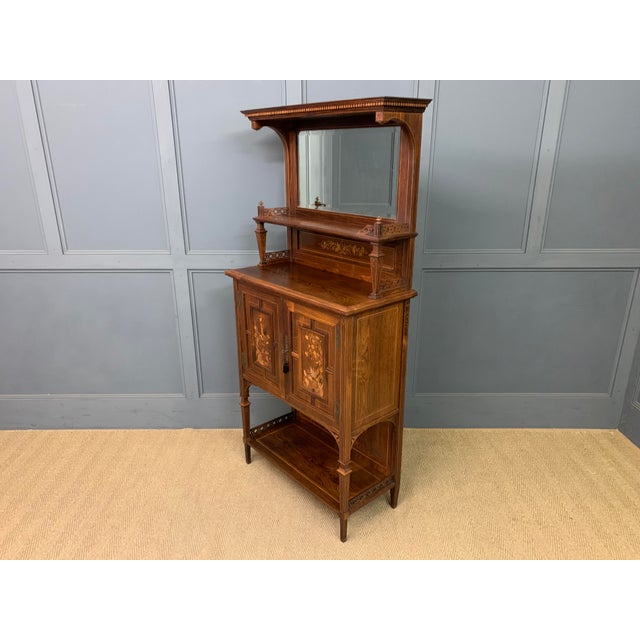 Arts & Crafts Inlaid Rosewood Parlour Cabinet, 1890 For Sale - Image 15 of 18