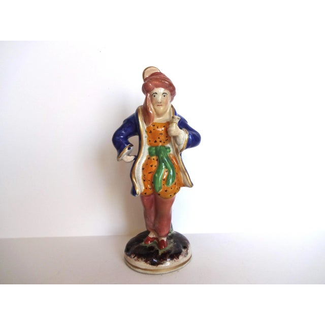 19th-Century Antique Staffordshire Figurine of a Man in a Blue Coat and Turban For Sale In San Francisco - Image 6 of 10