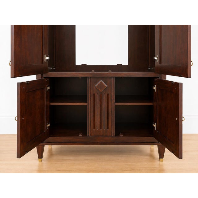 Harden Furniture Vintage Harden Cherry Armoire Cabinet | Traditional Entertainment Wardrobe Storage Cabinet | Brass Hardware For Sale - Image 4 of 6