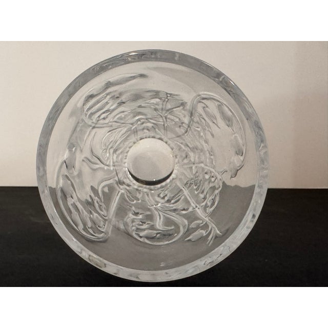 Glass Lalique Elfes Crystal Vase Signed Birds and Botanical Relief 5.5" For Sale - Image 7 of 7
