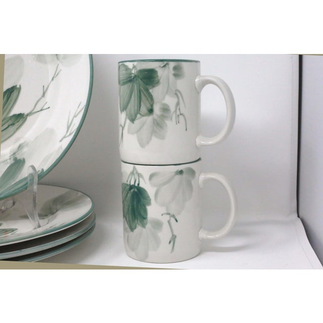 Ceramic 1990's "Hana Green" Dinnerware by Farberware - Set of 7 For Sale - Image 7 of 9