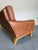 Brown Mid Century Caramel Leather and Beech Sofa With Baseball Glove Stitching For Sale - Image 8 of 9