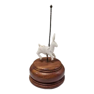 Mid 20th Century Art Carved Carousel Bunny Sculpture on Pedestal