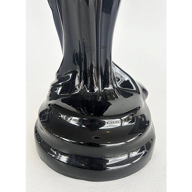 Mid 20th Century Large Art Deco Ceramic Table Lamps, Glass Shades - a Pair For Sale - Image 10 of 13