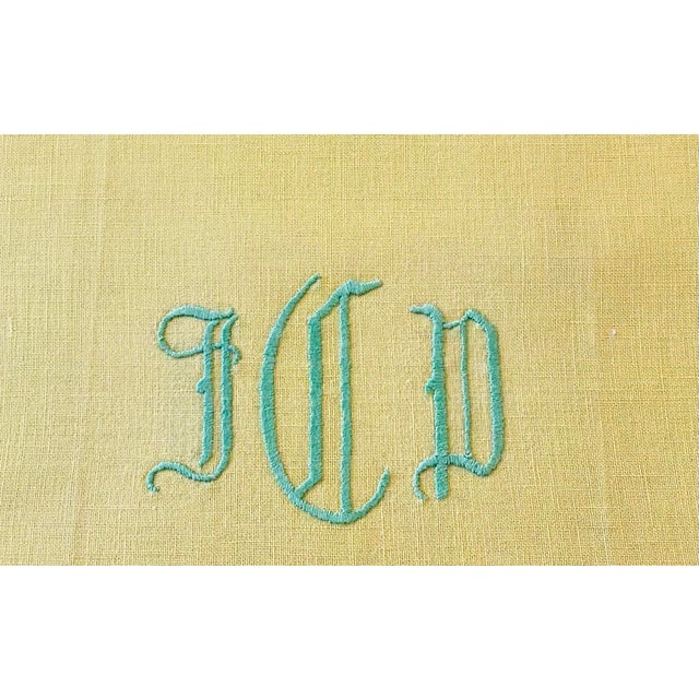 1970s Yellow and Green Monogrammed Hand Towels For Sale - Image 5 of 6